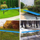 96" L Outdoor Metal Benches, Heavy Duty Garden Park Bench for Outside, Expanded Metal, Commercial Benches Mesh Bench for Shopping Mall, Store, Lawn, Park, Patio, Deck, Garden (Blue, 8FT) by GreenHaven Gardens