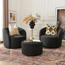 KINWELL 34" W Swivel Barrel Chair Set of 2, Mid Century Modern Round Upholstered Boucle Swivel Accent Chairs, No Assembly Sofa Chair for Living Room Bedroom Reading, Black by CozyNest Decor