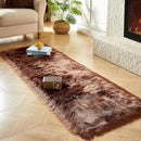 AMTOVO Faux Fur Rug, Coffee Ultra Soft Fluffy Shag Sheepskin Rug, 2 x 6 ft Runner Area Rugs for Bedroom Sofa Throw Cushion Room Decor, Rectangle by CozyNest Decor
