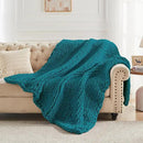 Carriediosa Chunky Knit Throw Blanket 60" X 80" Twin, 100% Hand Made Large Chenille Loop Yarn Soft Fluffy Throws for Couch Sofa Bed, Big Crochet Cozy Heavy Thick Cable Woven Blankets, Teal by CozyNest Decor