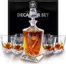 Whiskey Decanter Set for Men with 4 Drinking Glasses for Cognac, Bourbon, Rum, Scotch, Liquor Crystal Clear Decanter Sets House Warming Gifts New Home Whiskey Gifts for Men Dad Him by CozyNest Decor