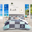 Nautical Bedding Queen Size Coastal Quilt with 2 Shams, Coastal Beach Comforter Sets Ocean Bedspreads Coverlet Summer Bedding, 90''x96'' by CozyNest Decor