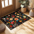 Floral 2x3 Area Rug Machine Washable Soft Print Boho Carpet Non Slip Doormat Low Pile Flower Area Rugs for Living Room Bedroom Nursery Kitchen Dining Room Indoor-Black by TinyTreasures Baby Boutique