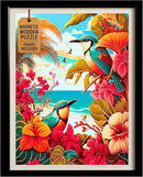 Magnetic Wooden Puzzles with Frame for Adults - Brain Teaser Wooden Jigsaw Puzzles - Lazer Wooden Cut Puzzles - Landscape Wall Art Decor - Christmas & Birthday Gift (Tropical Birds) by TinyTreasures Baby Boutique