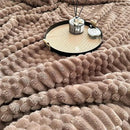 UKELER Sherpa Bed Blanket 80 × 90 inch, Ultra Soft Queen Size Throw Blankets for All Season, 470 GSM Cozy Plush Striped Fleece Blanket for Bedroom Living Room Dorm Hostel Sofa Camping, Coffee by CozyNest Decor
