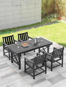 HDPE Patio Dining Set, 5-Piece Outdoor Table and Chairs with Umbrella Hole, Modern Outdoor Dining Set for 4, HDPE Outdoor Patio Furniture Dining Sets for Deck, Poolside, Porch, Obsidian by CozyNest Decor