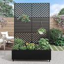 Casaphoria Metal Raised Garden Bed with Trellis and Wheels, 72"x47"x16" Planter Box for Climbing Plants, Vegetables & Vines, Features Drainage Holes and Privacy Screen, Black(Parallel&Louvered) by GreenHaven Gardens