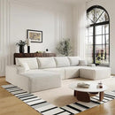 136" Sectional Couches for Living Room Modern Modular Sofa with L-Shape Couchs Upholstered Boneless Couch Deep Seat Sectional Couch with Chaise (White, Left Facing Chaise+3Seaters+Ottoman) by CozyNest Decor