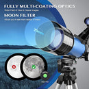 AOMEKIE 40070 Telescopes for Astronomy Beginners and Adults 70mm Astronomical Telescopes with Adjustable Tripod K6/25 Eyepieces Phone Adapter by TinyTreasures Baby Boutique