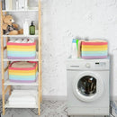 3-Pack Rainbow Storage Baskets 14.5X9.5X9.3“ – Woven Toy Organizer Bins for Kids, Baby Room, Nursery, and Classroom – Cute Square Rope Baskets for Shelves and Organization Rainbow by CozyNest Decor