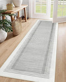 Wonnitar Washable Striped Runner Rug 2'6"x8', Non-Slip Berber Stripe Hallway Runner, Low Pile Minimalist Kitchen Soft Carpet Runner for Bedroom Bathroom Laundry Entryway (Grey, 2'6" x 8') by CozyNest Decor