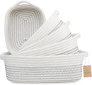 NaturalCozy 5-Piece Rectangle Storage Basket Set- Natural Cotton Rope Woven Baskets for Organizing! Small Basket for Montessori, Baby Nursery, Dog Toy Baskets, Cat Toy Box, Bathroom Organization Bin by TinyTreasures Baby Boutique