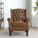 High Back Accent Chair,Upholstered Faux Leather Wingback Armchair with Solid Wood Legs for Small Spaces,Comfy Single Sofa Chair for Living Room,Bedroom,Office-Brown by CozyNest Decor