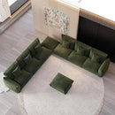 Modern Minimalist Chenille Modular Sectional Sofa, Oversized 8-Seater Sleeper Sofa with Movable Ottoman, Thick Cushions, Upholstered Couch for Living Room, Bedroom, Office, Apartment(Green,8-Seater) by CozyNest Decor