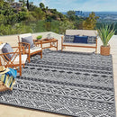 GAOMON Outdoor Rug 9'x12' Waterproof Rug for Patio Decor, Foldable Reversible Plastic Straw Area Rugs Mat for Camper, Outside Carpet for Deck, Porch, Picnic, Beach, Grey/White(Bohemia) by CozyNest Decor