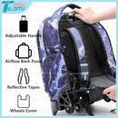 NEW TILAMI 18 inch Rolling Backpack Boys for School – Durable, Waterproof, Adjustable Handle, Stair Climbing, Variety of Colors & Patterns, Lightning Purple by TinyTreasures Baby Boutique
