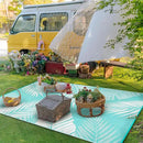 GENIMO Outdoor Rug 9' x 12' Waterproof for Patios Clearance, Reversible Outdoor Plastic Straw Camping Rug Carpet, Large Area Rugs Mats for RV, Camper, Deck, Balcony, Porch, Beach, Aqua Blue&White by CozyNest Decor