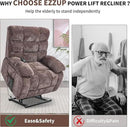Lay Flat Recliner with Vibration Massage and Lumbar Heating, 26" Wide Recliner with Infinite Position and 2 Remote Controls, Soft Chenille Lift Chair for Living Room, Chocolate