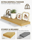 Marsmiles 31.5" Floating Shelves for Wall, Wooden Shelves with Invisible Brackets Set of 2, Rustic Farmhouse Wall Mounted Shelf for Kitchen Bathroom Living Room Study, Natural Oak by CozyNest Decor