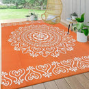 Pauwer Waterproof Outdoor Rug 6x9, Reversible Plastic Straw Patio Camping Rug, Indoor Outdoor RV Mat Carpet for Deck, Camper, Porch, Balcony, Backyard, Picnic, Floral Orange by GreenHaven Gardens