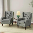 Accent Chair, Upholstered Armchair with Button Tufted High Back & Solid Wood Legs, Comfy Wingback Reading Single Sofa Chair for Small Spaces, Living Room, Bedroom (Grey, Set of 2) by CozyNest Decor