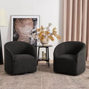 KINWELL 32" Wide Modern Boucle Swivel Barrel Chairs Set of 2, No Assembly Round Upholstered Swivel Accent Armchairs for Living Room, Bedroom (Black) by CozyNest Decor