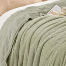EMME Muslin and Fleece Twin Blanket Reversible - 60"*80" Sage Green Soft Warm Throw Blankets for Couch Bed Picnic Travel Bed by CozyNest Decor