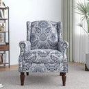 Lumibee Wingback Accent Chair,High Back Floral Armchairs in Fabric,Comfy Upholstered Reading Single Sofa Chair with Solid Wood Legs for Living Room,Bedroom,Office-Navy by CozyNest Decor