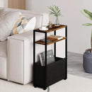 Narrow Side Table, Slim End Tables with Fabric Basket, Skinny Table for Small Spaces, Thin Bedside Table for Living Room, Bedroom by CozyNest Decor