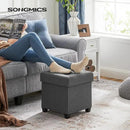 SONGMICS 15 Inches Cube Storage Ottoman, Bedroom Bench with Storage, Foot Stool with Feet, Holds Up to 660 lb, Dark Gray ULSF14GYZ by CozyNest Decor