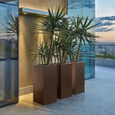 Large Planter for Outdoor Plant 14Lx14Wx30H Inches Metallic Heavy Tall Planter Box for Outdoor & Indoor, Rectangular Flowerpot 25Lbs/PC, Espresso, No Assembly and Seamless, Set of 2 by CozyNest Decor