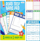 Road Trip Game Pad, 80 Perforated Sheets Travel Activity Pad, 5 Games in 1 Pad, Plane, Car Trip Activity, Pen Pencil & Paper Game for Kids, Adults (6” x 9”) by TinyTreasures Baby Boutique