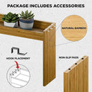 Edgecrest Bamboo Over The Stove or Sink Modern Spice Shelf, No Annoying Middle Screw, 31.5” Wide Storage, 11.4” High Countertop Shelf, 6 Side Hooks, Easy to Assemble, Eco-Friendly Durable Material by CozyNest Decor