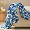 Amélie Home Chunky Knit Throw Blanket for Couch, Soft Chenille Crochet Blanket for Sofa, 50"x60", Space-Dyed Blue by CozyNest Decor