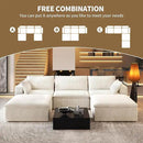 118" U Shaped Modern Sofa Modular Sectional Cloud Couch with 2 Ottoman,Upholstered Couches with Corduroy Fabric for Living Room Furniture,Bedroom and Apartment,No Assembly Required,White by CozyNest Decor
