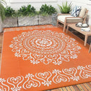 Pauwer Waterproof Outdoor Rug 6x9, Reversible Plastic Straw Patio Camping Rug, Indoor Outdoor RV Mat Carpet for Deck, Camper, Porch, Balcony, Backyard, Picnic, Floral Orange by GreenHaven Gardens