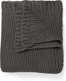 MakeMake Organics Organic Throw Blanket GOTS Certified Organic Cotton Blanket Knit Couch Bed Fall Colors Soft Neutral Cotton Throw Blanket Large (50x60, Charcoal Grey) by CozyNest Decor