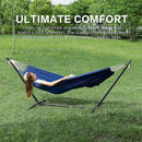 PNAEUT Double Hammocks with Stand for Outside, Portable Space Saving Heavy-Duty Steel Stand for Indoor Outdoor Patio with Carrying Bag, 450 lbs Capacity (Navy) by GreenHaven Gardens