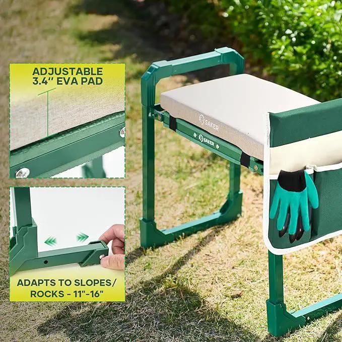 Saker Garden Kneeler and Seat Foldable Gardening Stool with Extendable Legs & Thickened Pad, Tool, Heavy Duty Support for Elderly, Gardening, Outdoor Use, photo 4 of 7