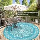 Pauwer Waterproof Outdoor Rug 8ft, Reversible Plastic Straw Patio Camping Rug, Indoor Outdoor RV Mat Carpet for Deck, Camper, Porch, Balcony, Backyard, Picnic, Floral Teal by GreenHaven Gardens