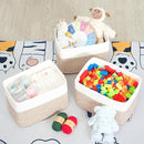 MINTWOOD Design 3-Pack Storage Baskets for Shelves, Playroom and Classroom Basket, Book Decorative Cube Bins, Woven Closet Organizers, Baby Nursery Baskets, Light Brown by TinyTreasures Baby Boutique
