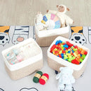 MINTWOOD Design 3-Pack Storage Baskets for Shelves, Playroom and Classroom Basket, Book Decorative Cube Bins, Woven Closet Organizers, Baby Nursery Baskets, Light Brown by CozyNest Decor