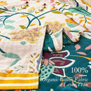 Boho Throw Blanket, 100% Organic Cotton Breathable Ultra Soft 80" x 90" Bed Quilt Throw - All Season Floral Rustic Farmhouse Decor Luxury Reversible Blanket for Sofa Couch Chair and Gift by CozyNest Decor
