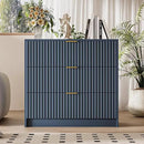 Fluted Dresser for Bedroom, 32 Inch Wide Nightstand with Large Drawer, 3 Drawer End Table for Bedroom, Living Rooms, Offices, and Entryways, Navy Blue by CozyNest Decor