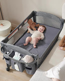 AirClub 4 in 1 Baby Bassinet Bedside Sleeper, 4 Functions Crib, Playard, Portable Changing Table, Bassinet for Newborn Baby, Bedsaide Bed w/Wheels&Brakes by TinyTreasures Baby Boutique