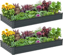 2PCS 8x4x1ft Raised Garden Bed-Outdoor Galvanized Planter Box for Vegetables, Fruits,Herbs, Flowers, Metal Raised Garden Bed kit-Grey by GreenHaven Gardens