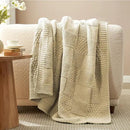 Amélie Home Chenille Knit Throw Blanket for Couch, Checkered Texture Decorative Soft Blanket for Sofa, Bed & Living Room, 50"x60", Beige by CozyNest Decor
