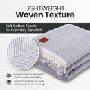 Gold Case Throw Blanket for Bed – 100% Recycled Turkish Cotton Bed Blanket – Decorative Throw Cotton Blankets for Living Room & Bedroom – Woven Twin Blankets - 71x90 - Elegant Grey by CozyNest Decor