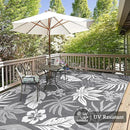 Pauwer Waterproof Outdoor Rug 8x10, Reversible Plastic Straw Patio Camping Rug, Indoor Outdoor RV Mat Carpet for Deck, Camper, Porch, Balcony, Backyard, Picnic, Floral Grey by GreenHaven Gardens
