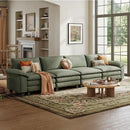 LINSY HOME Oversized Modular Sectional Sofa - 157'' Corduroy Cloud Couch Deep Seat Modular Sofas Soft Modern Comfy Couches for Living Room Apartment Office, Green by CozyNest Decor